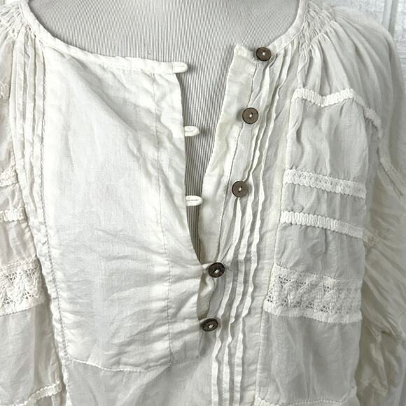Free People Women Oversized Top Blouse White Boho Romantic Feminine Size Small - Picture 5 of 11